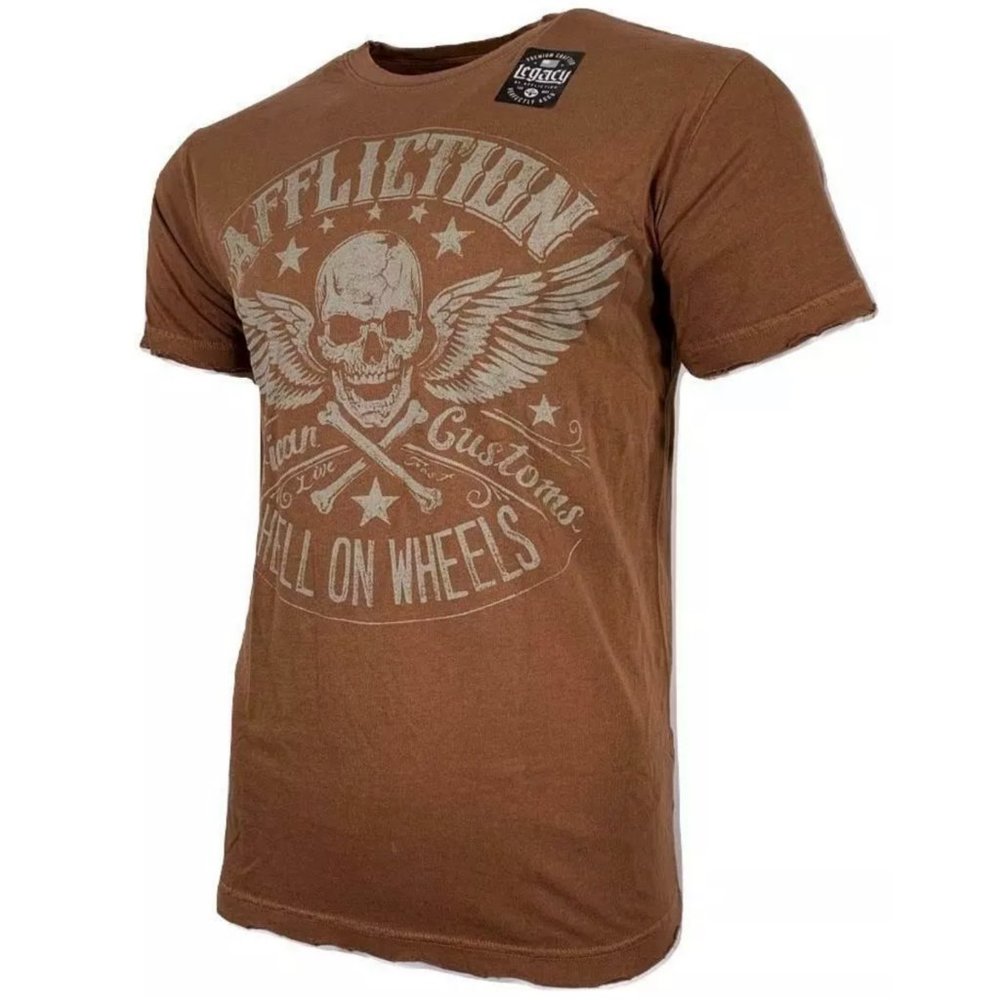 AFFLICTION Men's T-Shirt S/S BURNINNG RUBBER Tee - Picture 2 of 12